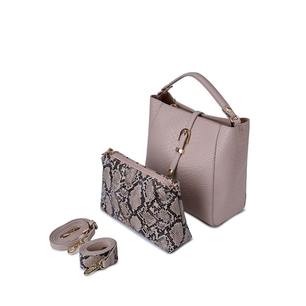 Morral Briganti Shoulder Bag BRI-MO2525 Beige/Pitón