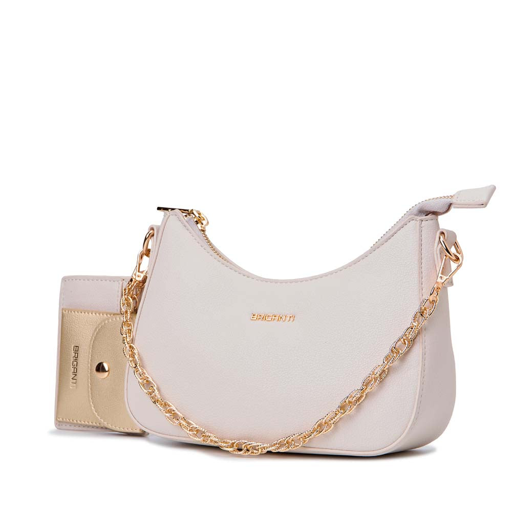 Morral Briganti Shoulder Bag BRI-MO2521 Hueso/Dorado