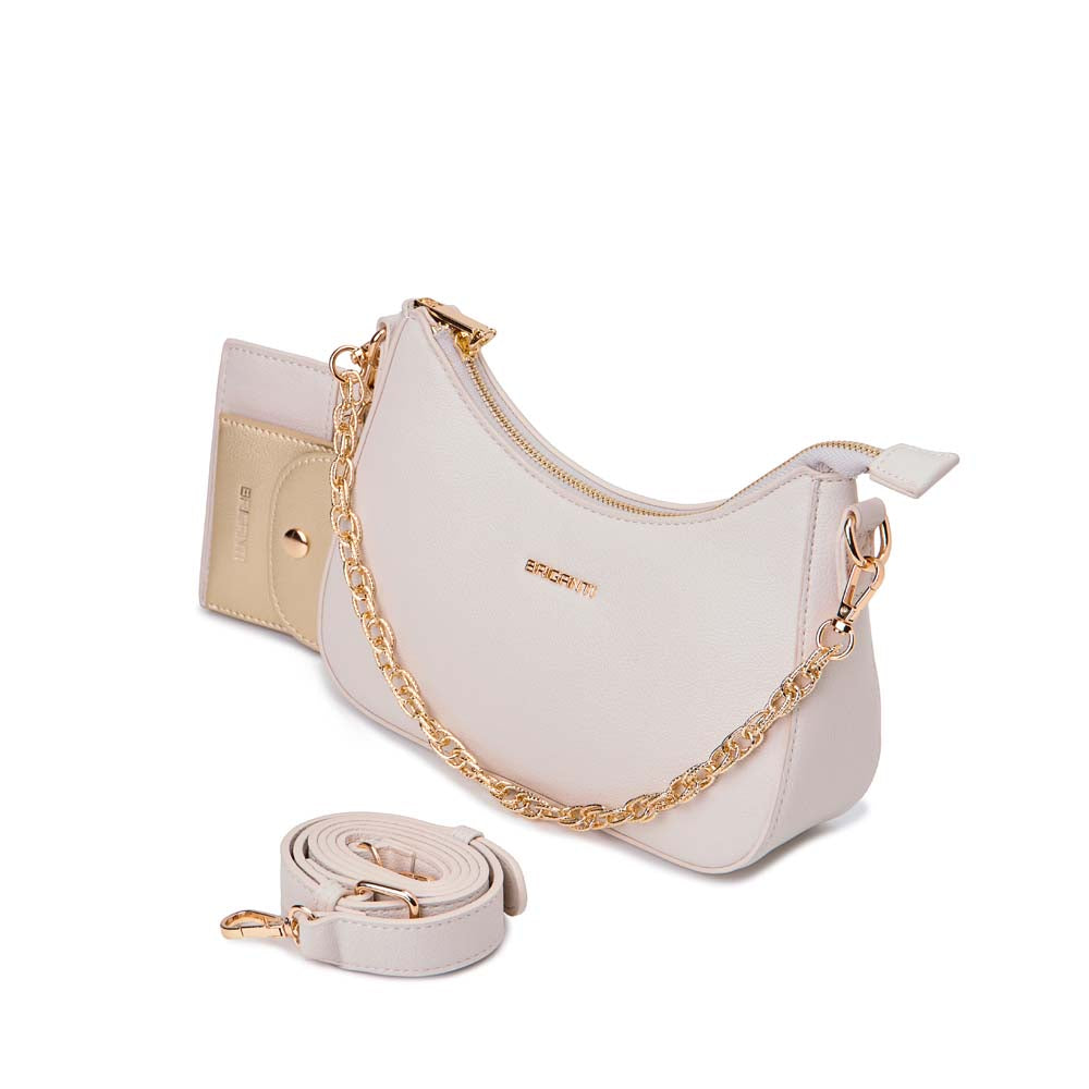 Morral Briganti Shoulder Bag BRI-MO2521 Hueso/Dorado