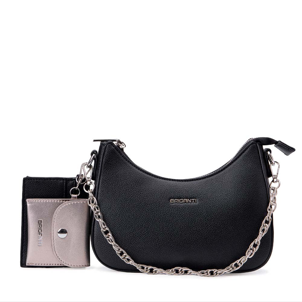 Morral Briganti Shoulder Bag BRI-MO2521 Negro/Plataq