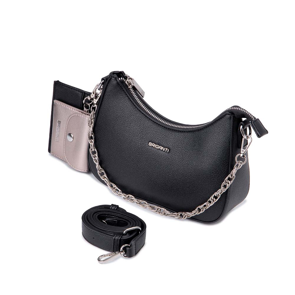 Morral Briganti Shoulder Bag BRI-MO2521 Negro/Plataq